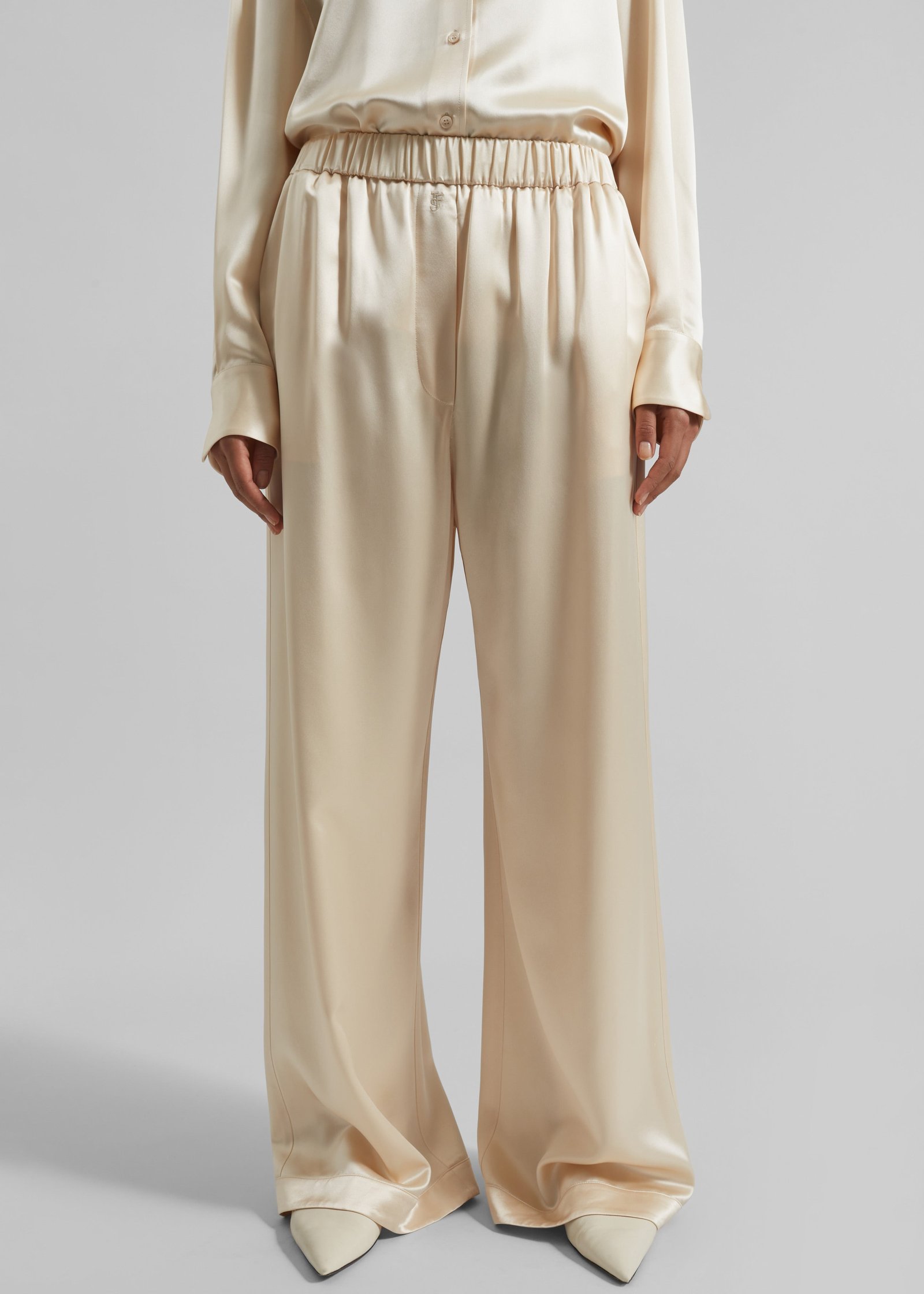 Mirca Satin Elastic Pants - Champagne - Image 2