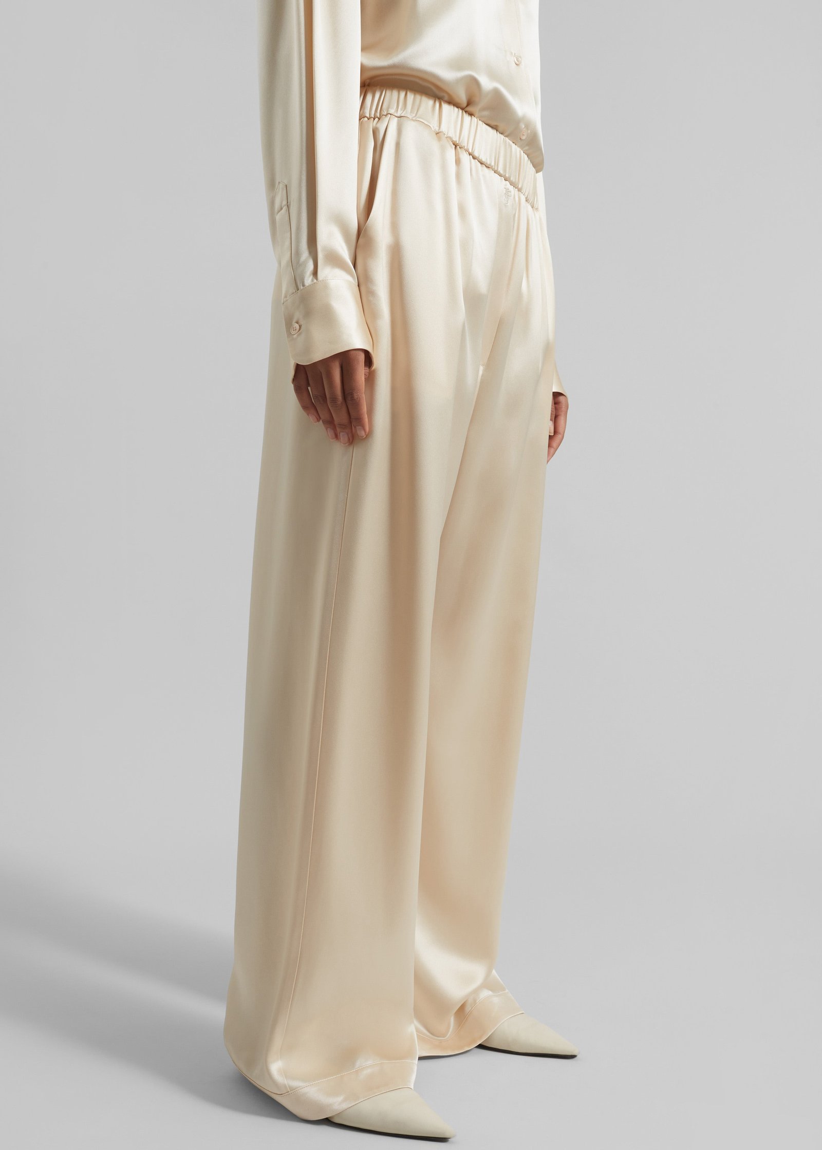 Mirca Satin Elastic Pants - Champagne - Image 4